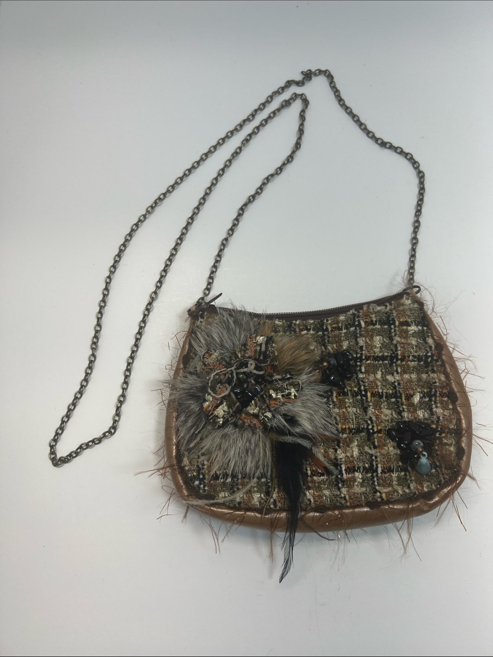 Authentic Mary Frances Embellished Tweed Crossbody Bag NWOT
